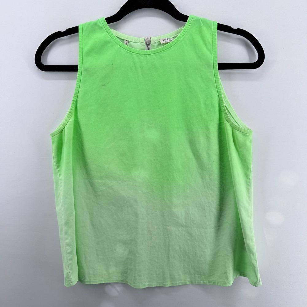 GIAMBATTISTA VALLI x 7 For All Mankind Paris Ombre Neon Green Tank Top Zipper